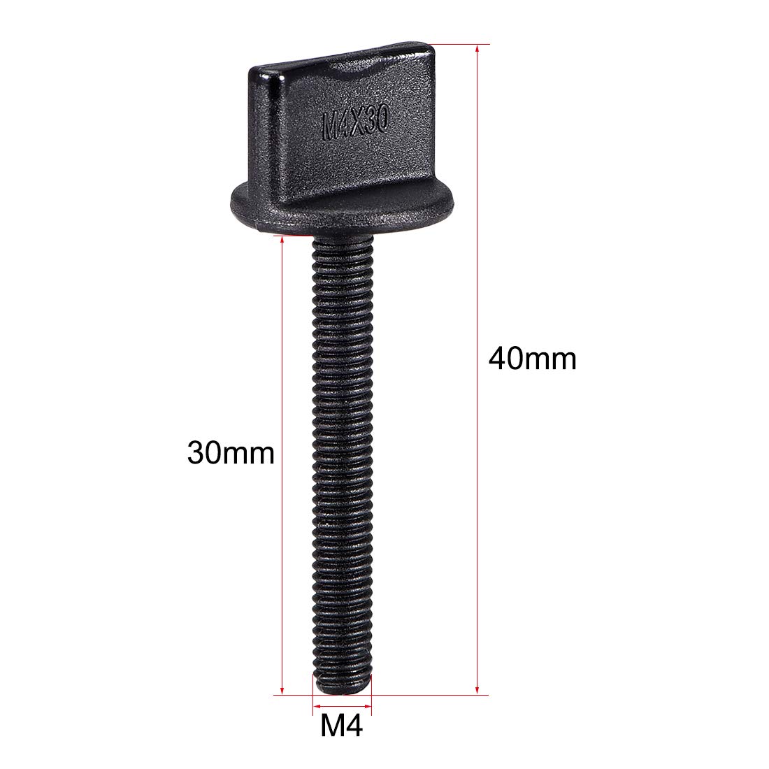 uxcell M4 x 30mm Thumb Screw Bolt Hand Driven Spade Nylon Plastic